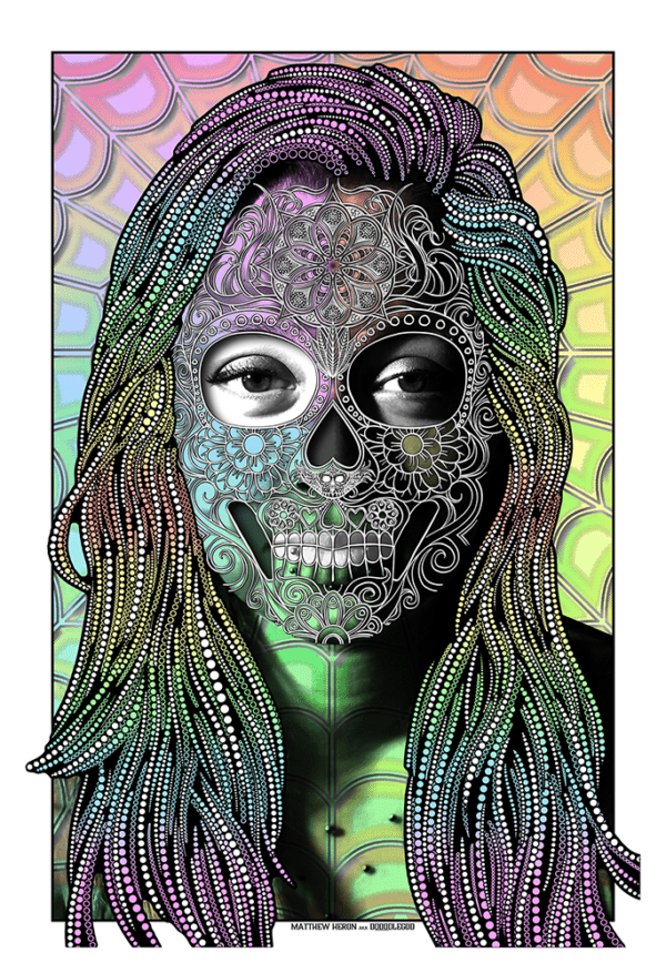 DOOODLEGOD 'Clarice Sugar Skull' Augmented Reality Animation Art Print - Image 2