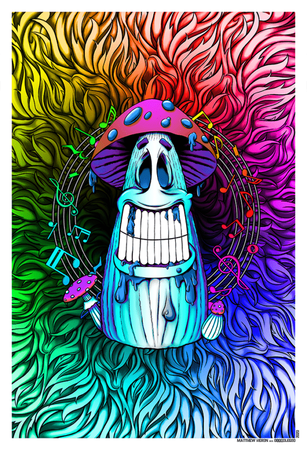 DOOODLEGOD 'Mushroom Festival' Augmented Reality Animation Art Print - Image 2