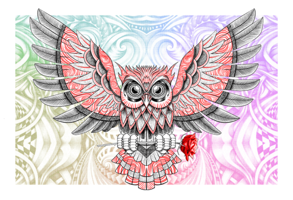 DOOODLEGOD 'The Gifting Owl' Augmented Reality Animation Art Print - Image 2