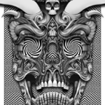 DOOODLEGOD 'Trippy Horned Skull' Augmented Reality Animation Art Print - Image 2