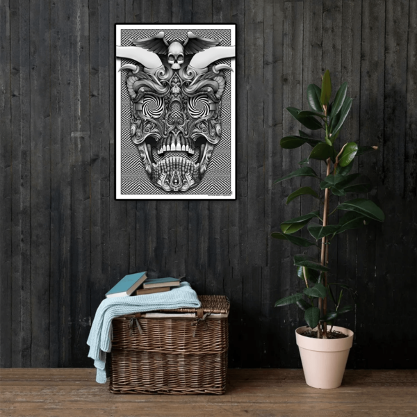 DOOODLEGOD 'Trippy Horned Skull' Augmented Reality Animation Art Print