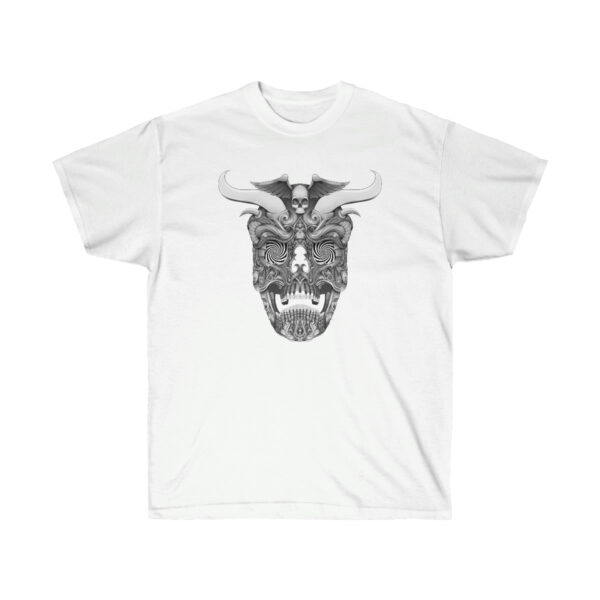 Trippy Horned Skull Unisex Ultra Cotton Tee - Image 2