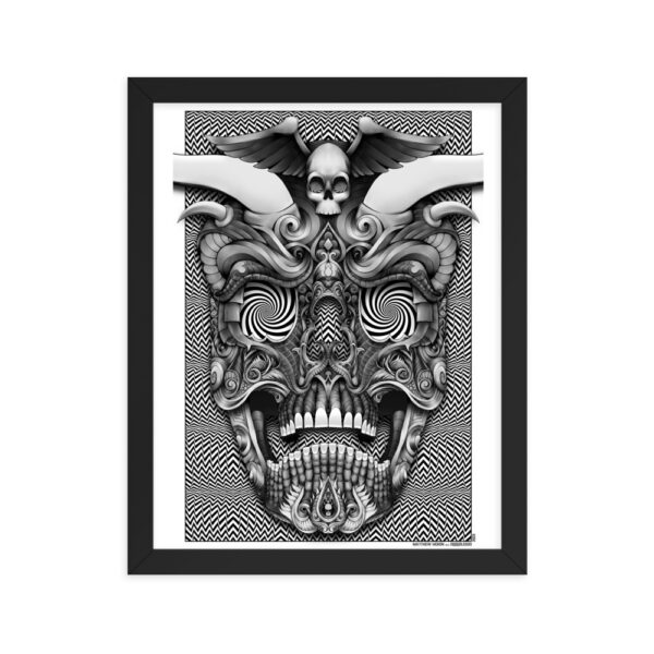 Trippy Horned Skull Framed poster