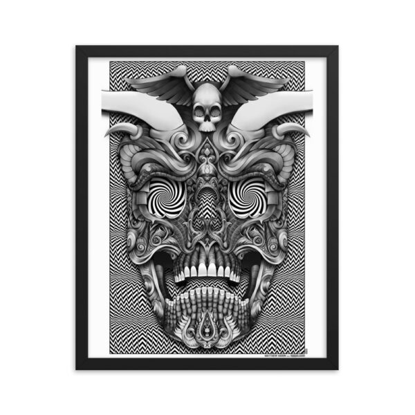 Trippy Horned Skull Framed poster - Image 3